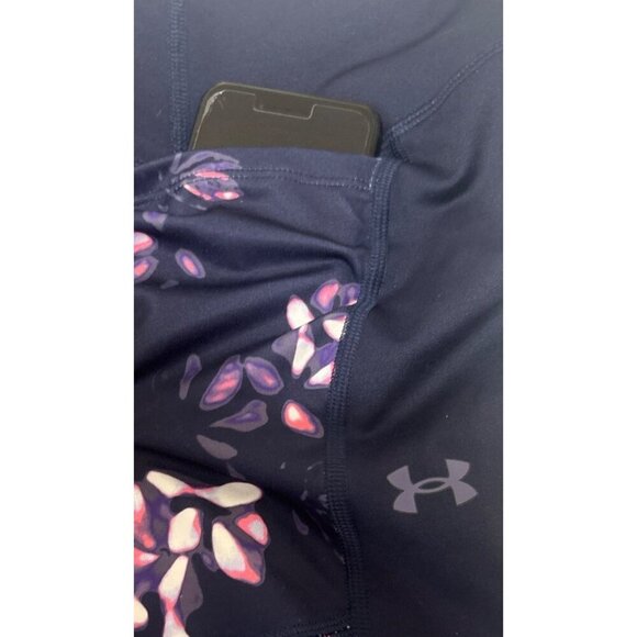 Under Armour Womens ColdGear Compression Leggings With Floral Side Panels & Phon - Picture 3 of 4